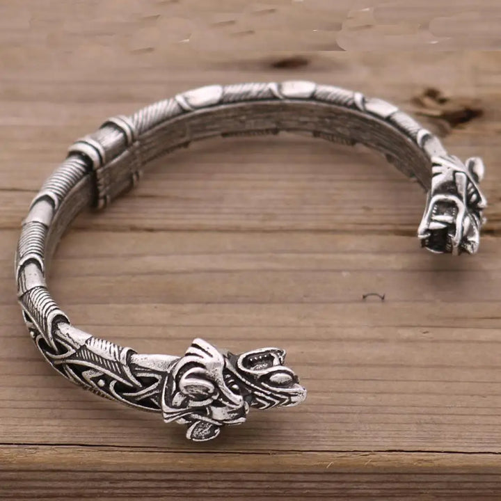 Wolf Pack Power: Viking Wolf Head Bracelet