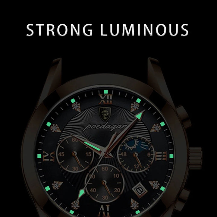 "Glow Up Your Style: The Luminous Leather Luxury Watch!"