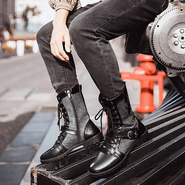 Retro Rebel: 2022 Punk Mid-Calf Motorcycle Boots – Velvet Lined & Ready for Action!