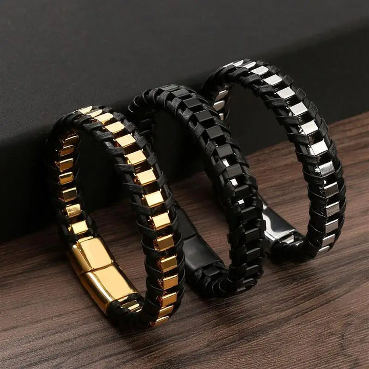 Rugged Rebel: Braided Leather Bracelet for the Bold & Stylish!