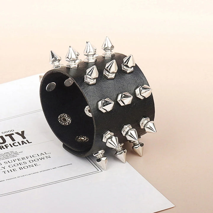 Spike It Up: The Ultimate Goth Leather Cuff for Bold Statements!