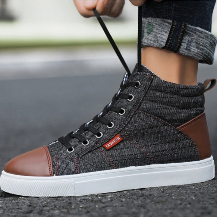 Step Up Your Game: DenimStep Up Your Game: Denim Dreams High-Top Boots for the Stylish Gent!