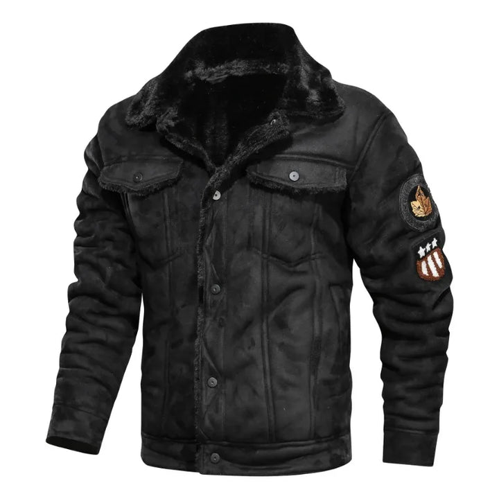 Frost Fighter: Leather & Fur Bomber Jacket