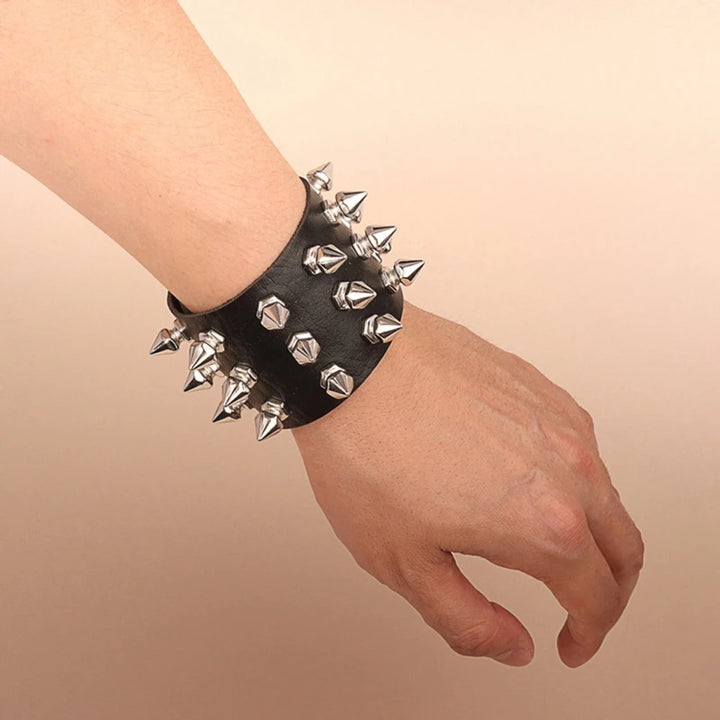 Spike It Up: The Ultimate Goth Leather Cuff for Bold Statements!