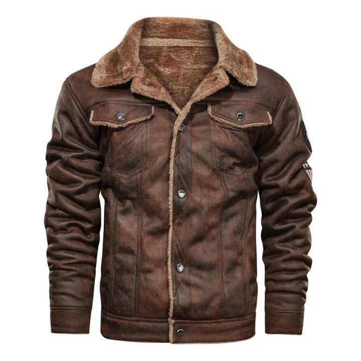 Frost Fighter: Leather & Fur Bomber Jacket