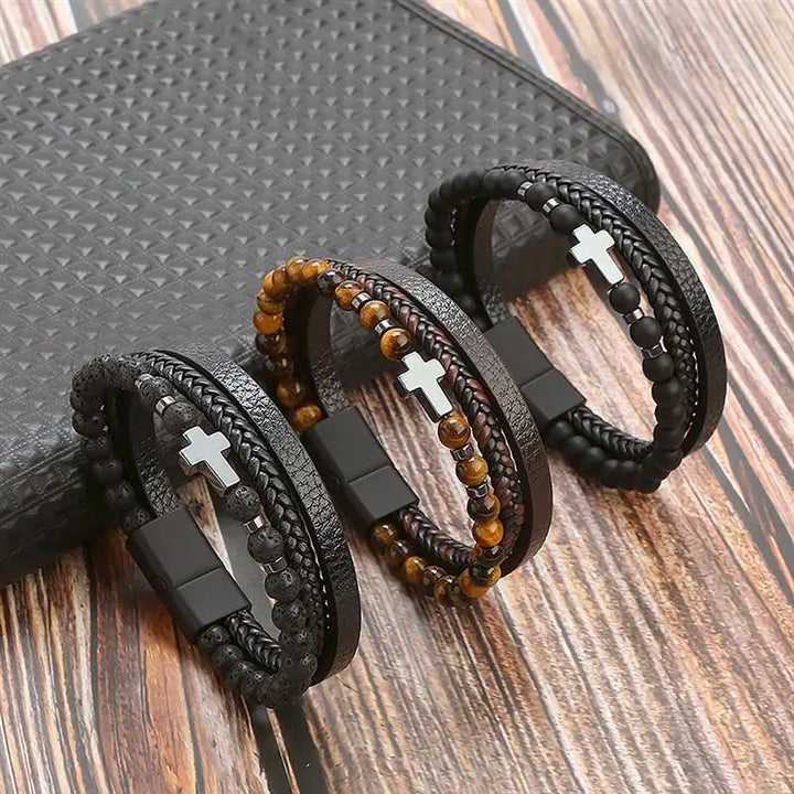 Man Up Your Style: The Classic Leather & Tiger Eye Bracelet!