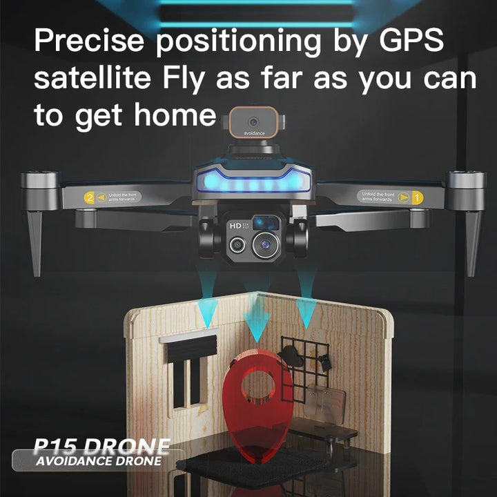 Fly Beyond Limits: P15 Pro 4K Drone with Dual Cameras & Obstacle Avoidance