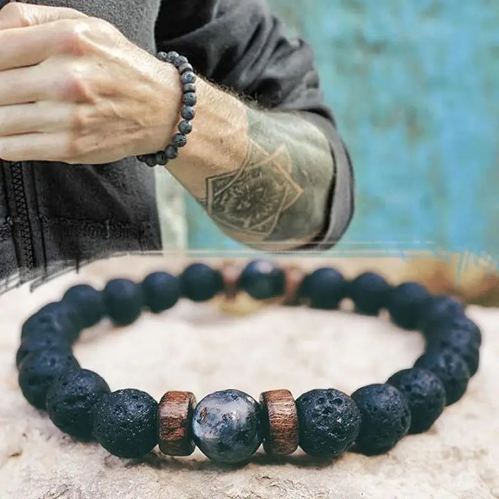 Lava & Zen: The Retro Volcanic Stone Bracelet for Chill Vibes!