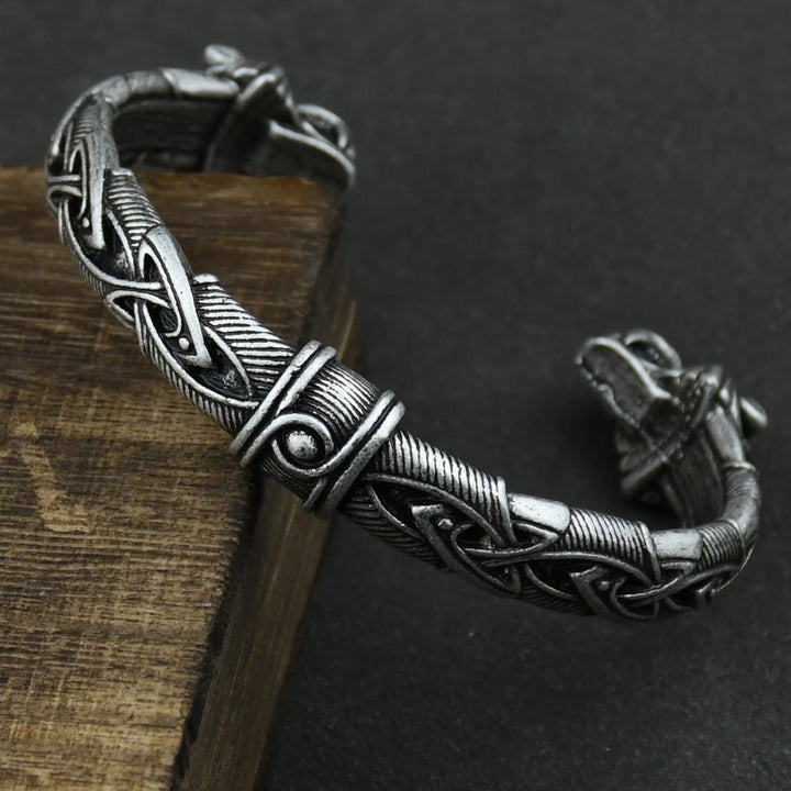 Howl of the North: Viking Wolf Head Bracelet