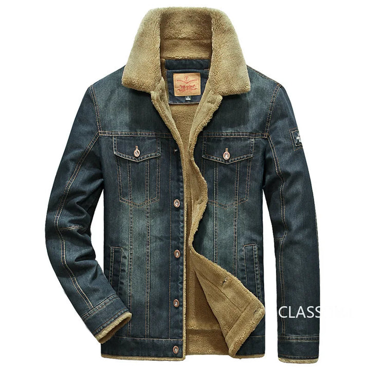 Cozy Cool: Fleece-Lined Denim Jacket – Stay Warm, Look Sharp!