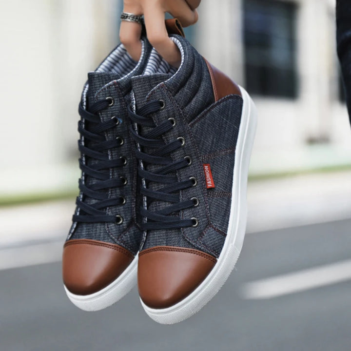 Step Up Your Game: DenimStep Up Your Game: Denim Dreams High-Top Boots for the Stylish Gent!