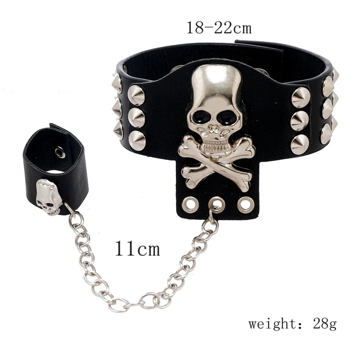 Skeleton Chic: The Ultimate Gothic Rock Bracelet for Halloween Vibes!