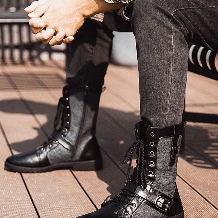 Retro Rebel: 2022 Punk Mid-Calf Motorcycle Boots – Velvet Lined & Ready for Action!