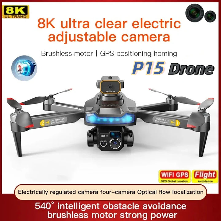 Fly Beyond Limits: P15 Pro 4K Drone with Dual Cameras & Obstacle Avoidance