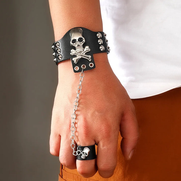 Skeleton Chic: The Ultimate Gothic Rock Bracelet for Halloween Vibes!