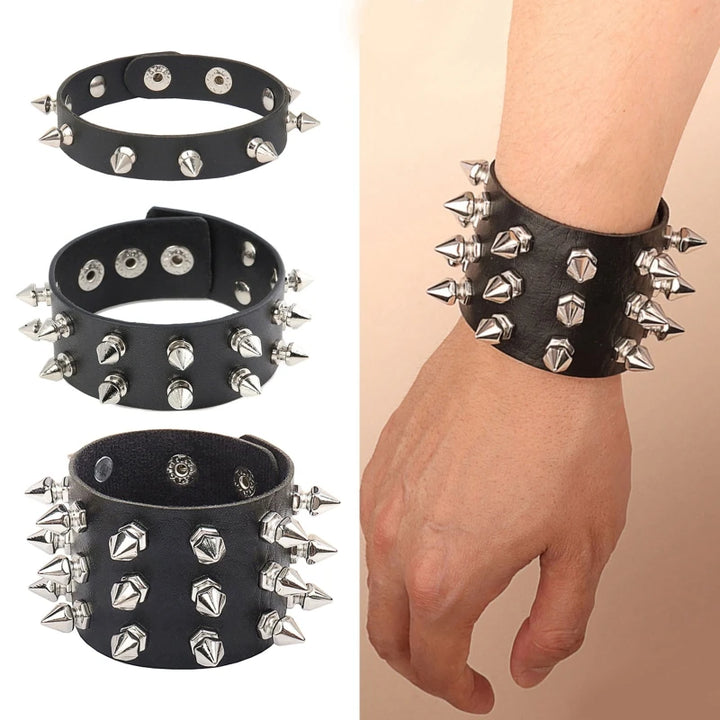 Spike It Up: The Ultimate Goth Leather Cuff for Bold Statements!