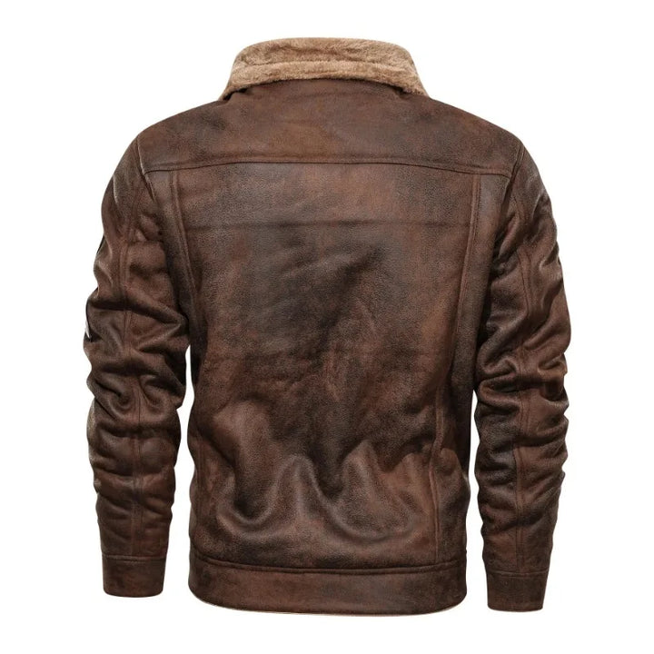 Frost Fighter: Leather & Fur Bomber Jacket