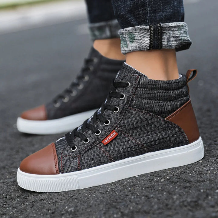 Step Up Your Game: DenimStep Up Your Game: Denim Dreams High-Top Boots for the Stylish Gent!