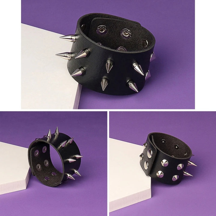 Spike It Up: The Ultimate Goth Leather Cuff for Bold Statements!