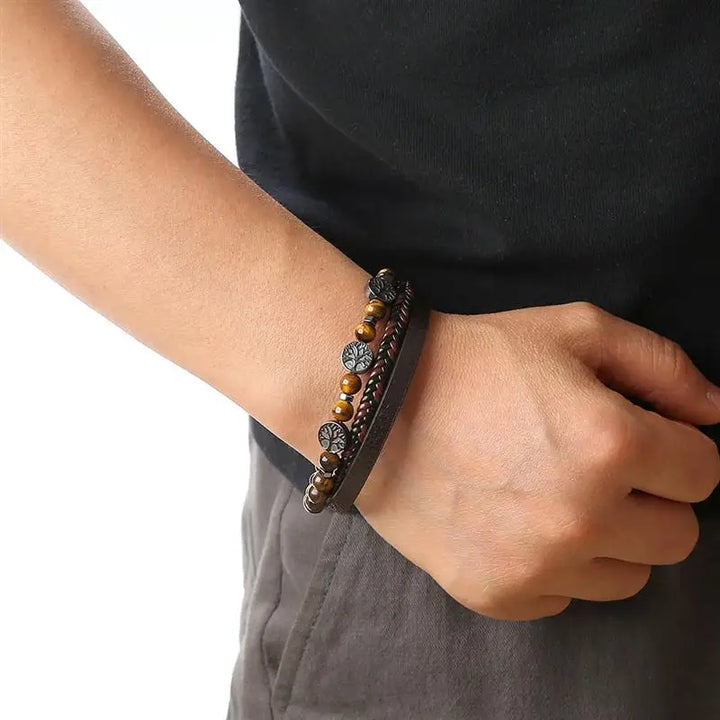 Man Up Your Style: The Classic Leather & Tiger Eye Bracelet!