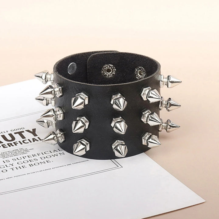 Spike It Up: The Ultimate Goth Leather Cuff for Bold Statements!