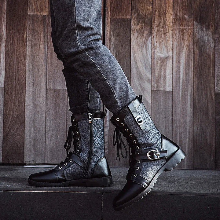 Retro Rebel: 2022 Punk Mid-Calf Motorcycle Boots – Velvet Lined & Ready for Action!